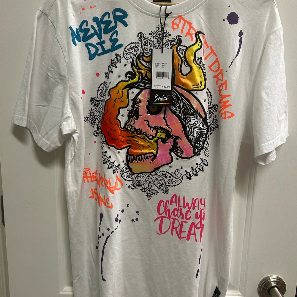 Switch Remarkable Graphic White T-Shirt with Colorful Design